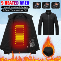 9 Areas Heating Jacket Men Winter USB Electric Heated Coat Functional Self Heating Clothes Outdoor Snow Ski Thick Padded
