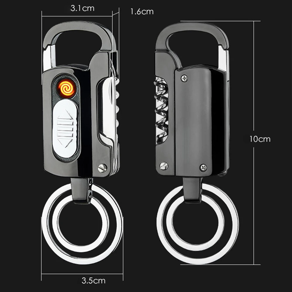 Keychain Wine Opener Knife Flashlight One-word Screwdriver Multi-function Metal Windproof Electronic Lighter Gadget