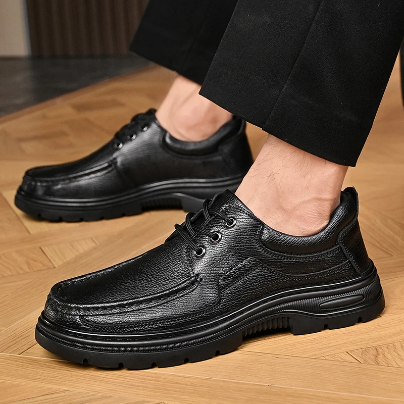 Dress-Casual Leather Shoes Reinforced Stitch oxfords lace up Double-Layered Sole Abrasion-Resistant Leather | Durable Daily Wear