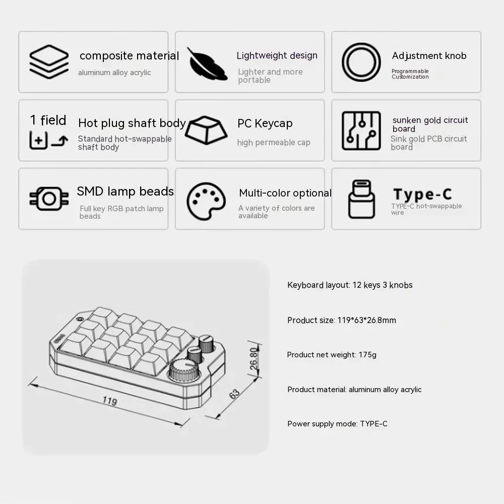 Imagem -06 - Doio Kb1202 Aluminum Mini Keyboard Personalizar Knob Hot Swap Designer Teclado Mecânico Portátil Qmk Via Rgb Mac Escritório