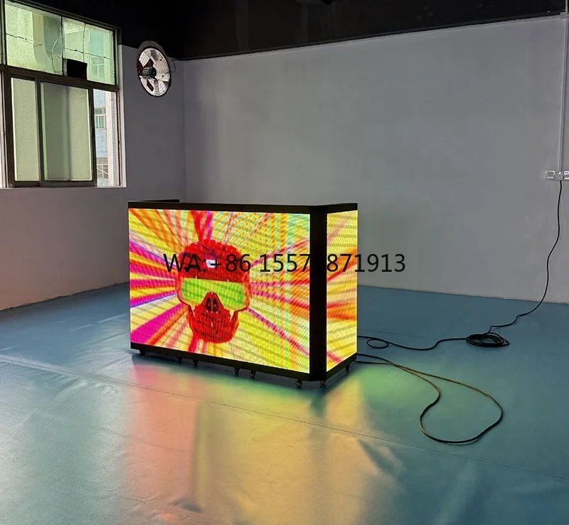

Interactive Stage Digital Signage LED Foldable DJ Booth Display Portable Wheeled DJ Booth LED Screen for Music Festivals Bars