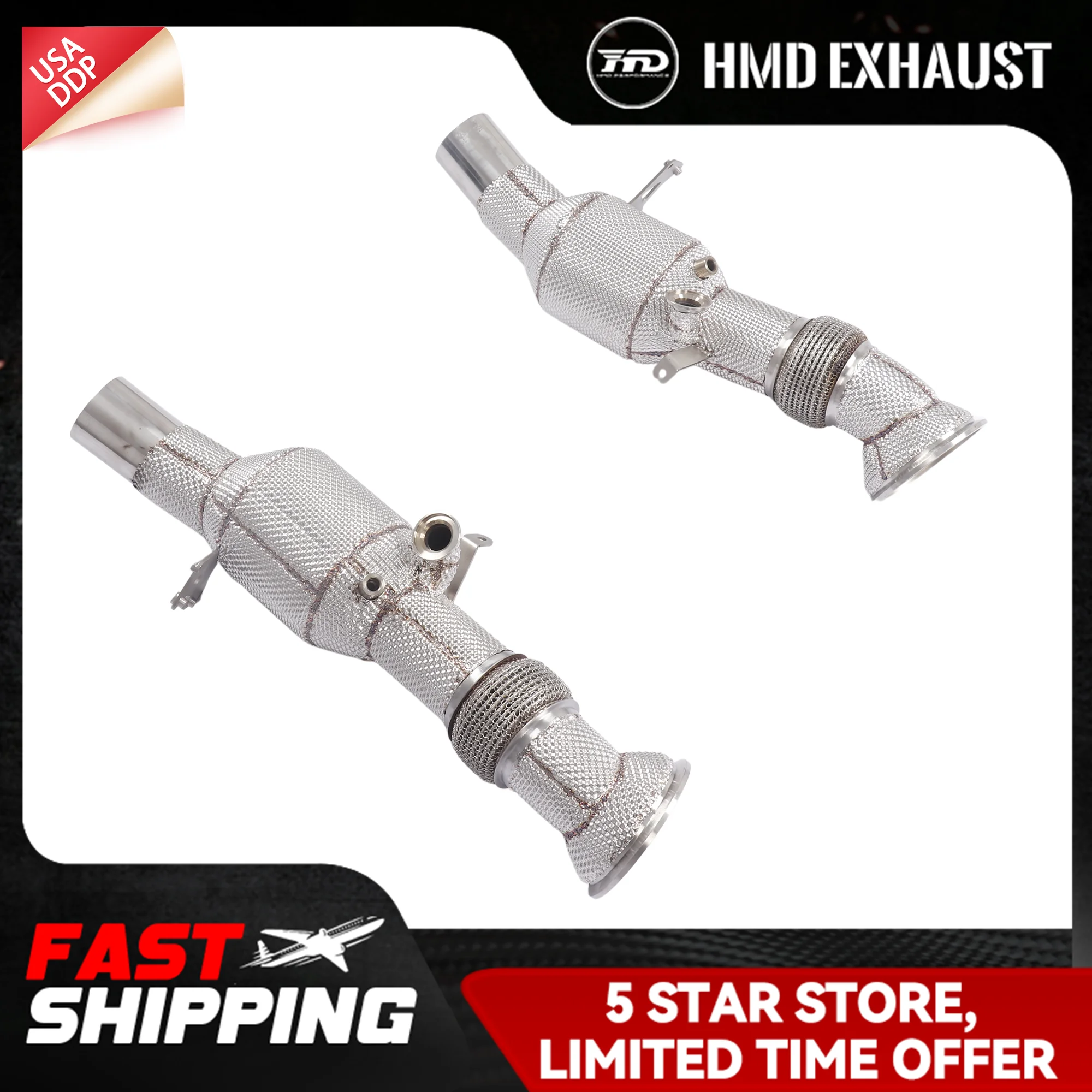 

HMD Exhaust Downpipe for Ferrari 296 SS304 with Catalytic Converter DIY modification New Products Lossless installation