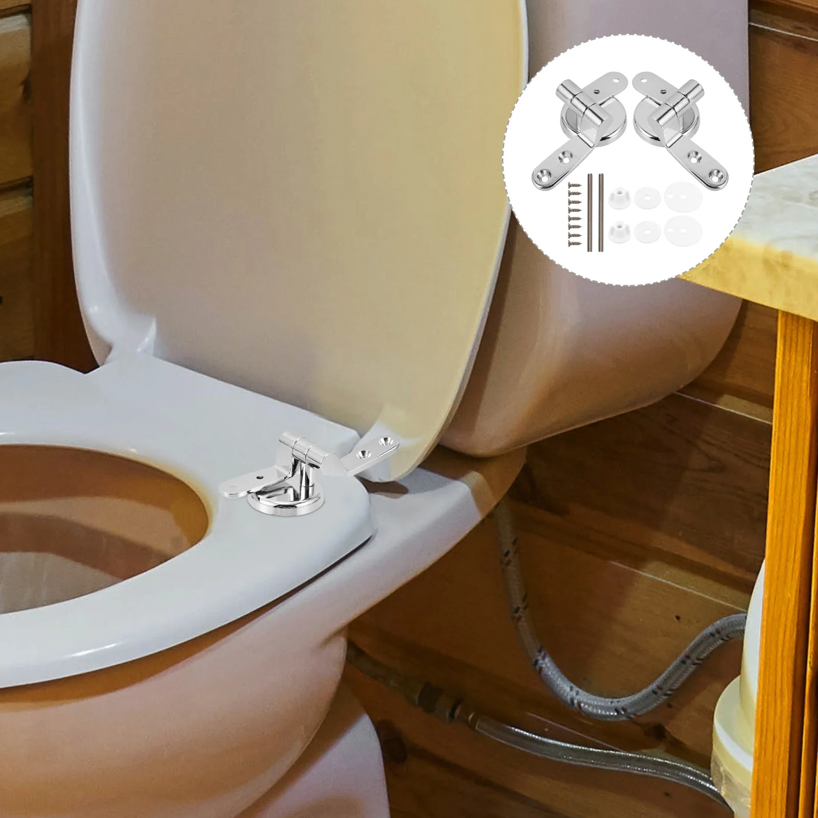 

1 set 1 Set Toilet Seat Hinge Zinc Alloy Adjustable Bolts Nuts Washers Replacement Fixing Fittings For All Toilet Styles Durable