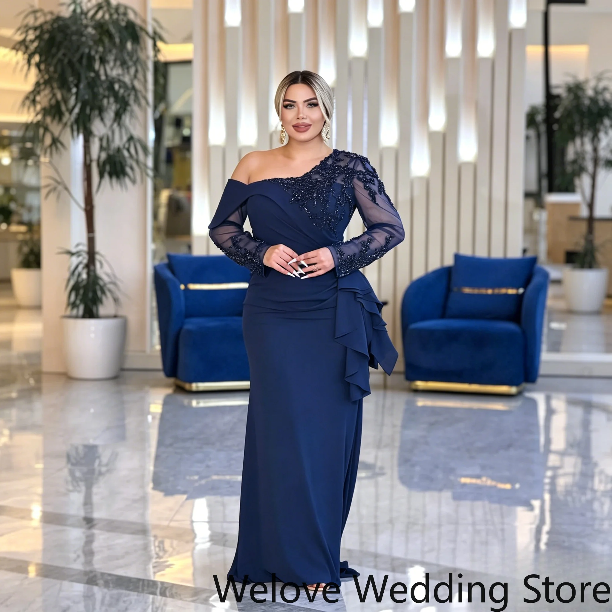 navy blue dress for wedding plus size navy blue dress plus size Plus Size Empire Waist Chiffon Maxi Dress with  Long Lantern Sleeves  Ever-Pretty Plus-parroquiadesanalbertomagno.com