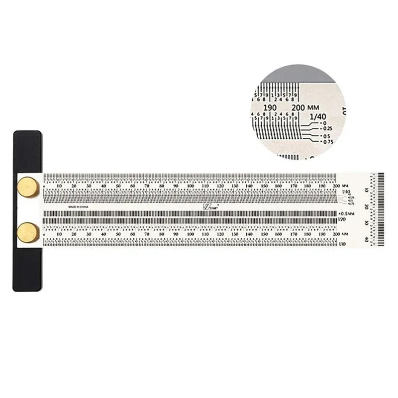 Calipers High-Precision Scale Ruler T-Type Hole Ruler Stainless Woodworking Scribing Mark Line Gauge Carpenter Measuring Tool