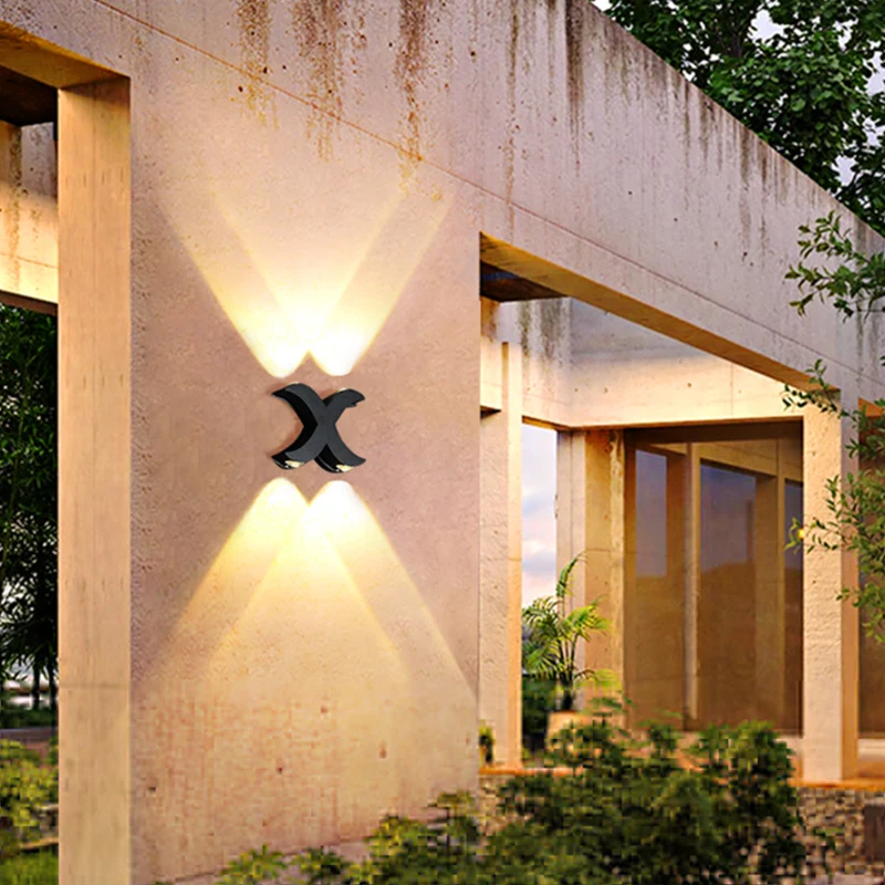 

4 Вт светодиодный светильник вверх и вниз, уличные/внутренние настенные фонари, свет X-образной формы, водонепроницаемый внешний садовый светильник, 3000 К, крыльцо, двор