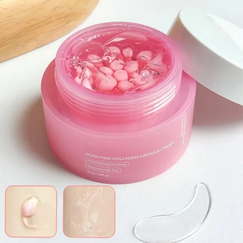 Crema de Colágeno Rosa Coreana con PDRN y Niacinamida para un Tono de Piel Uniforme, Crema Hidratante Facial Ligera, No Grasosa