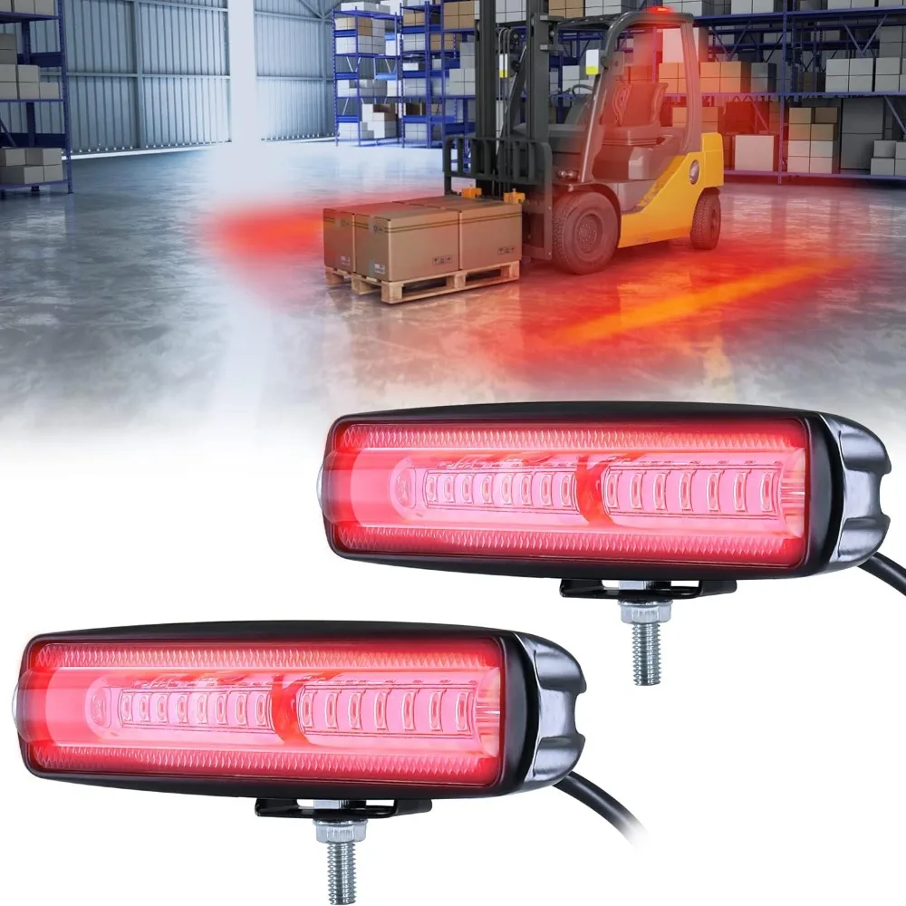 

2 PCS 15 LED Forklift Safety Lights Red 30W DC 12-80V Warehouse Warning Lights Truck Safety Lights Zone Warning