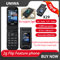 NEW UNIWA X29 2G Russian Language Keyboard Feature Phone Big Button Senior Flip Mobile Phone GSM Dual Sim FM Clamshell Cellphone