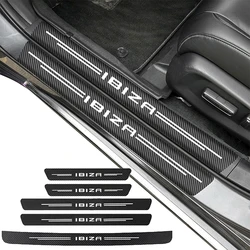 Carbon Fiber Car Door Threshold Sill Protector Trunk Stickers For Seat IBIZA Car Accessories