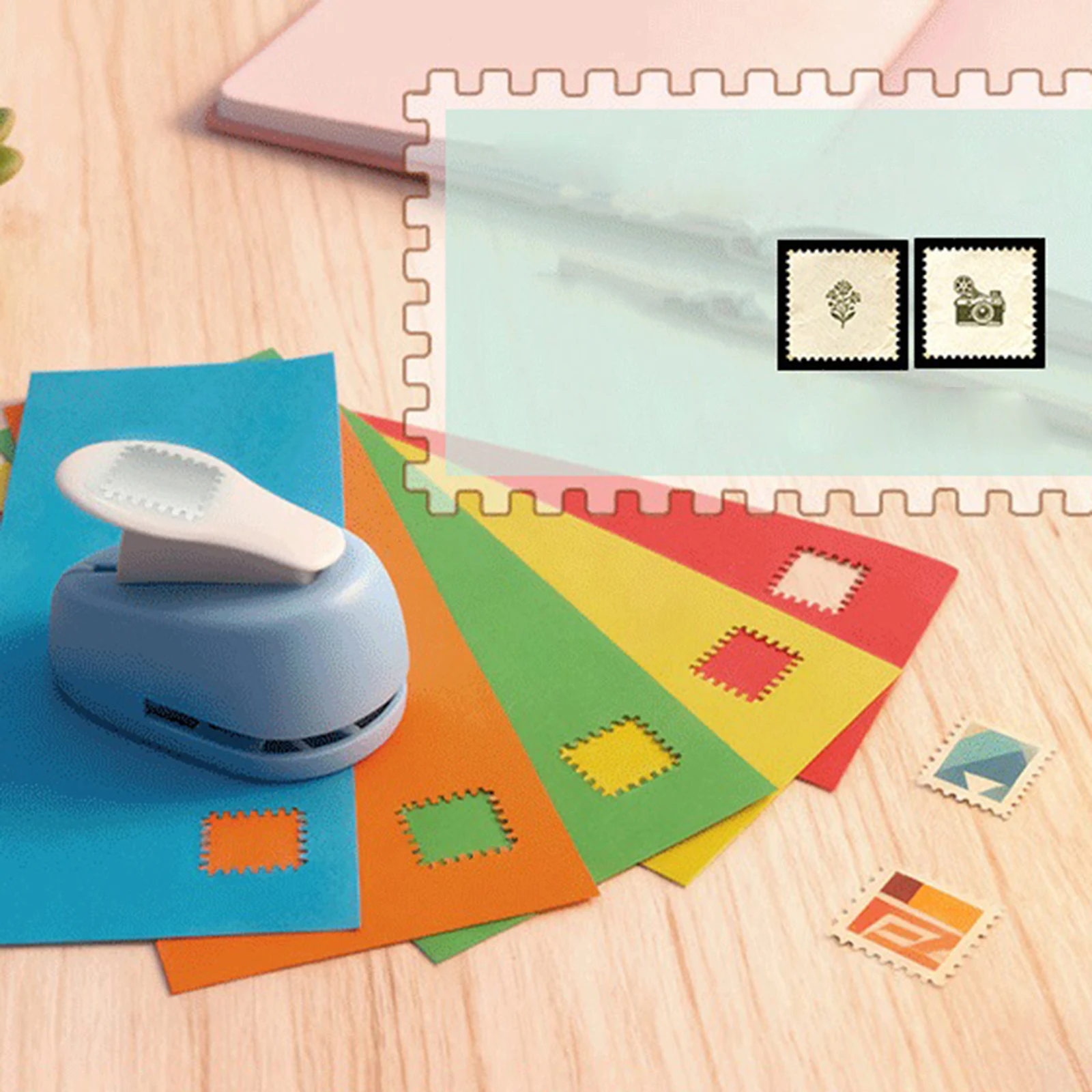 

Портативный ручной квадратный дырокол с фигурным краем для творчества, изготовления открыток, скрапбукинга и ведения дневников