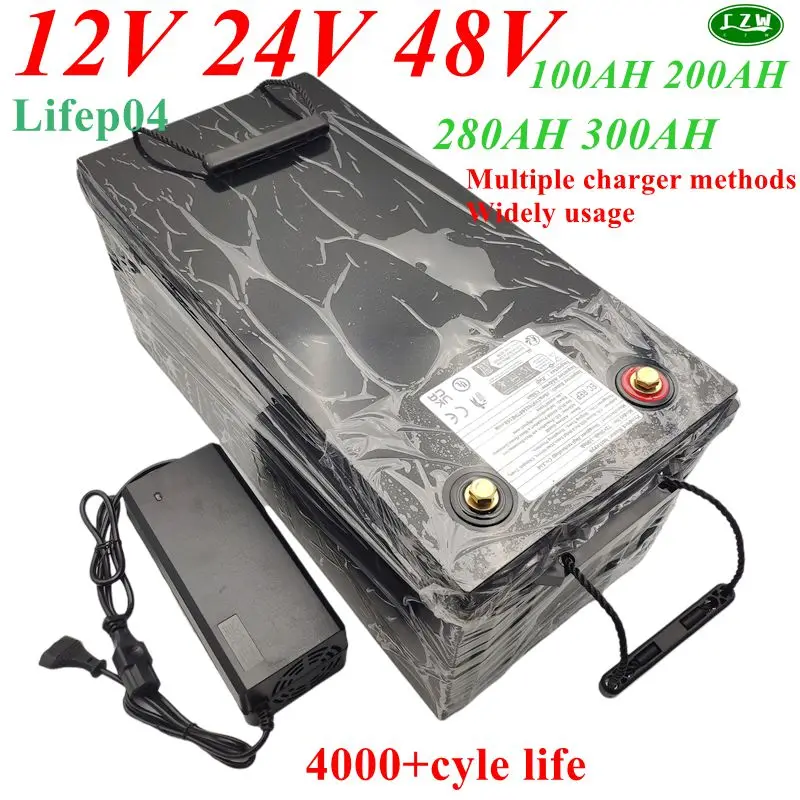 

LiFePo4 Battery for Solar Boat Inverter Golf Cart - Lithium Iron Phosphate 12V 24V 48V Sizes 100Ah 200Ah 280Ah 300Ah 400Ah