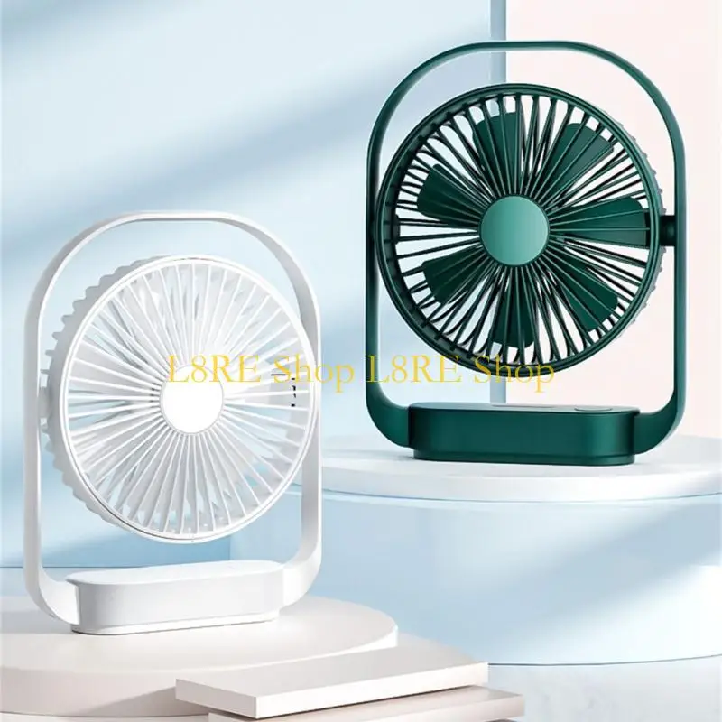 

L8RE USB Rechargeable Table Fan Mini Desk Fan with LED Light For Student Dormitory