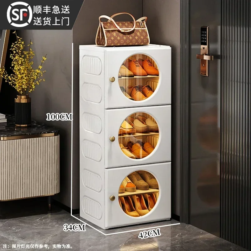 Shoe Cabinet Storage Hard Plastic Folding Vertical Space Saving Rack Cabinets Organizer Show Shoes Box Shoerack Living Room Home