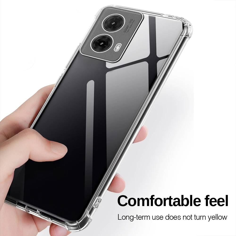 For Motorola Moto G85 G 85 85G 5G Case Transparent Airbag Anti-Fall Camera Protector TPU Soft Cover Moto Rola G85 MotoG85 2024