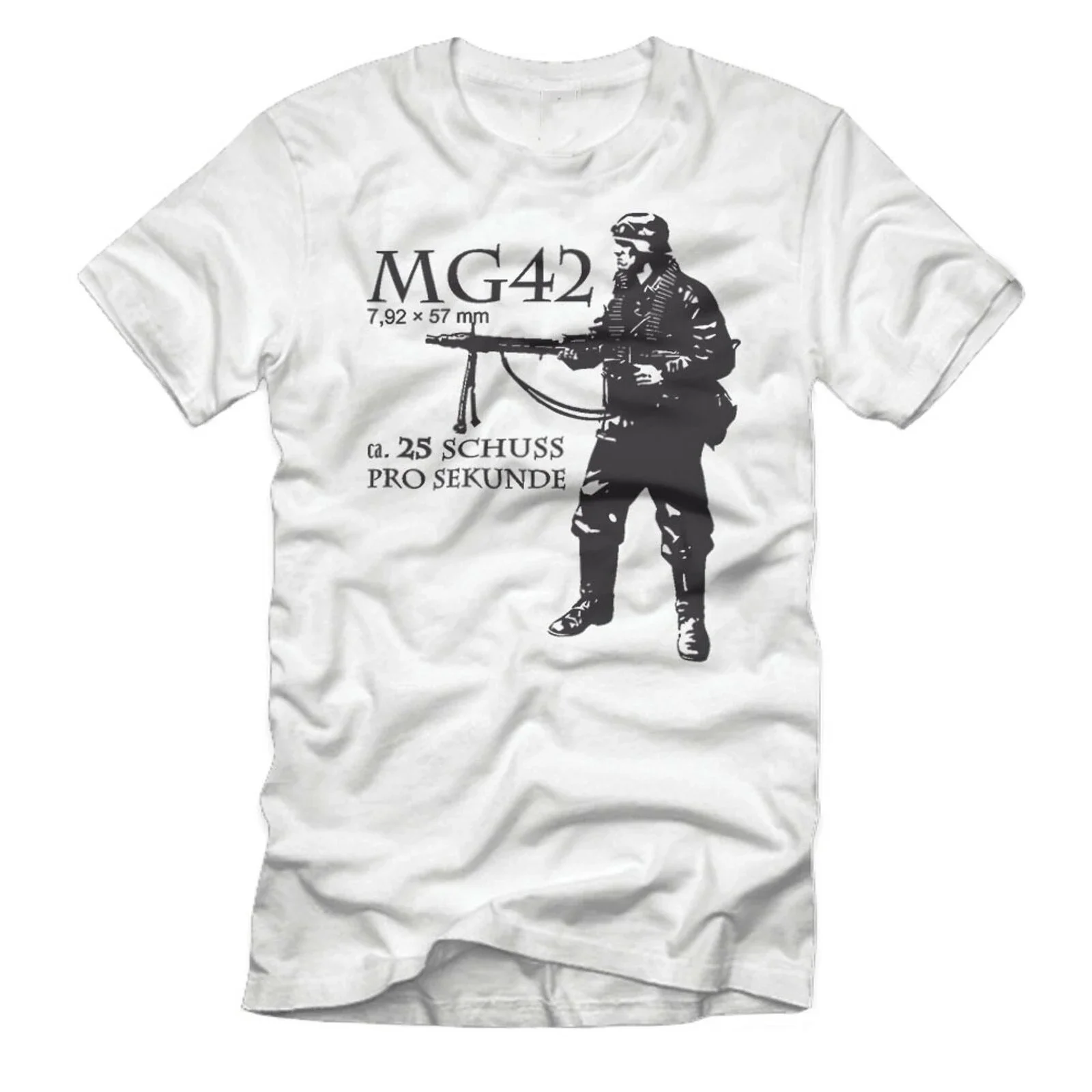 Wehrmacht Soldier Standing Fire MG 42 Machine Gun T-Shirt 100% Cotton O-Neck Summer Short Sleeve Casual Mens T-shirt Size S-3XL