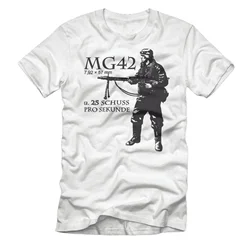 Wehrmacht Soldier Standing Fire MG 42 Machine Gun T-Shirt 100% Cotton O-Neck Summer Short Sleeve Casual Mens T-shirt Size S-3XL