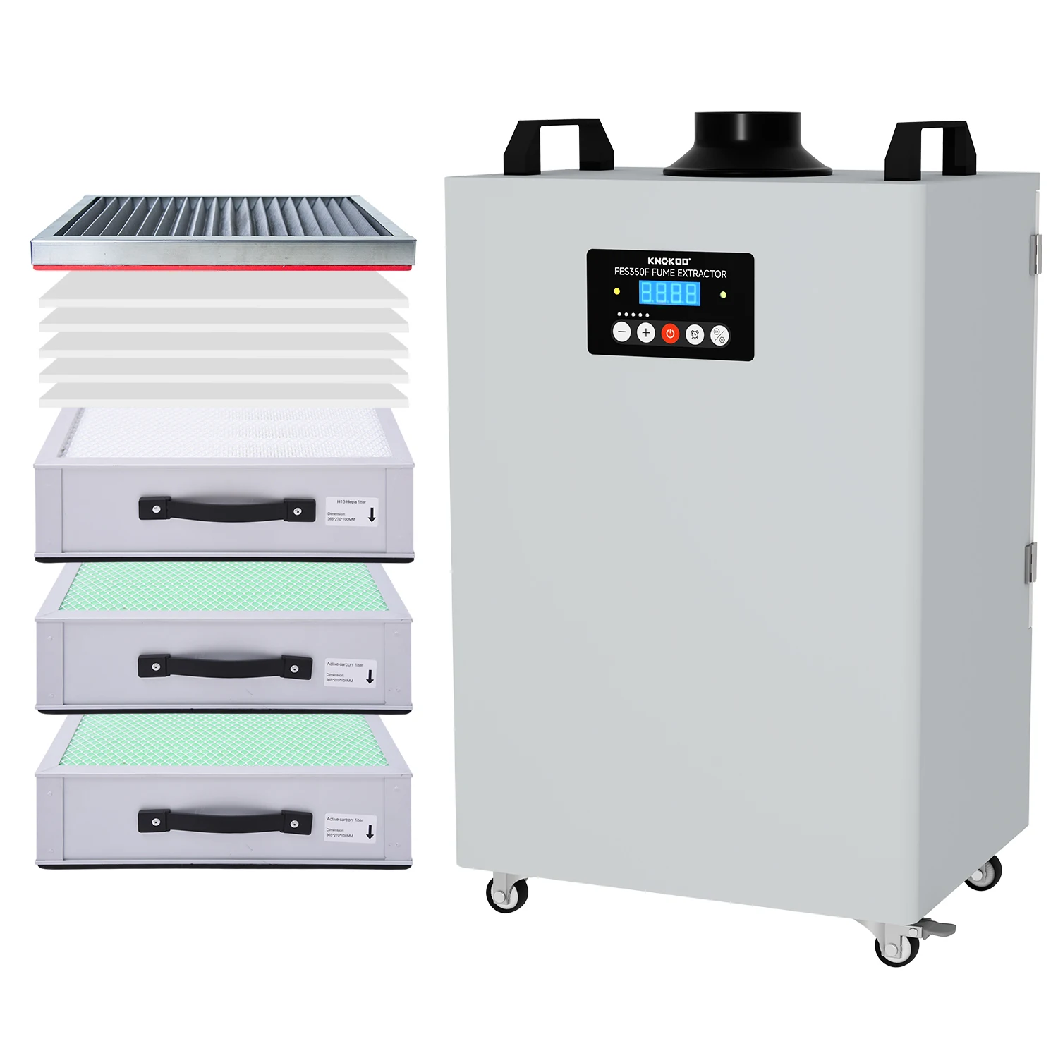 FES350F Industrial Portable 350W    Fume Extractor 5-Layer Hepa Filter Dust Collector Fireproof Air Cleaning Equipment