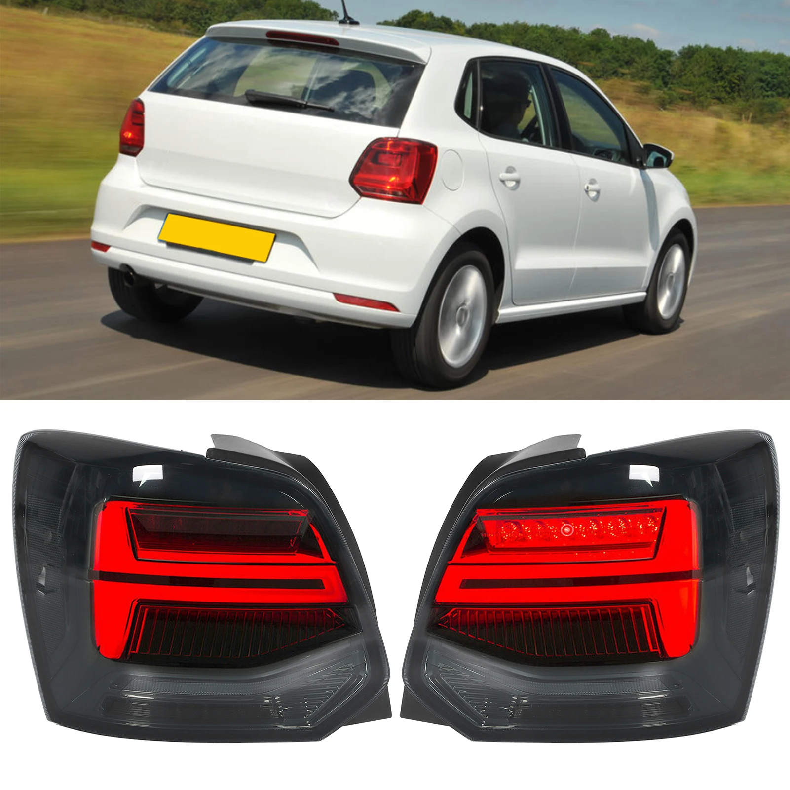 VLAND Full LED Dynamic Tail Lights Smoked Lens For Volkswagen Polo 2011 2012 2013 2014 2015 2016 2017 LHD