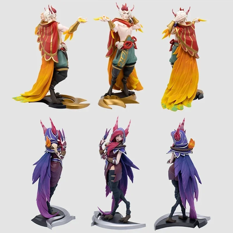 League of Legends O Rebelde e o Encantador Xayah e Rakan Ação Anime Figura, Ornamento de Boneca Colecionável, Genuíno e Original, Em estoque