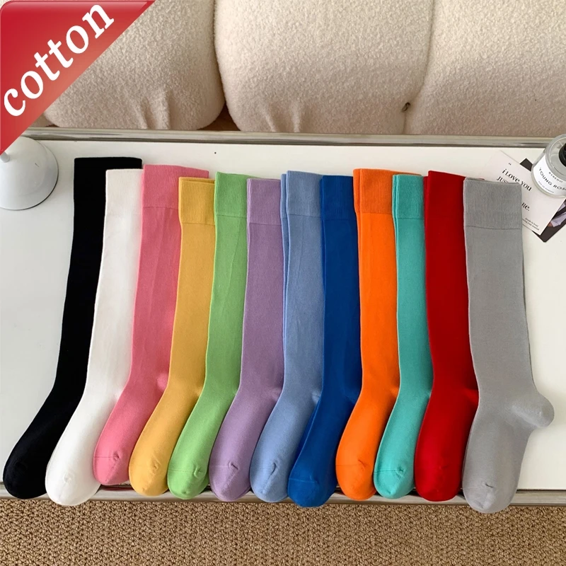 

Women's Calf Socks Korean Dopamine Solid Color Fashionable Versatile Stockings Comfortable Breathable Pure Cotton Socks For Girl
