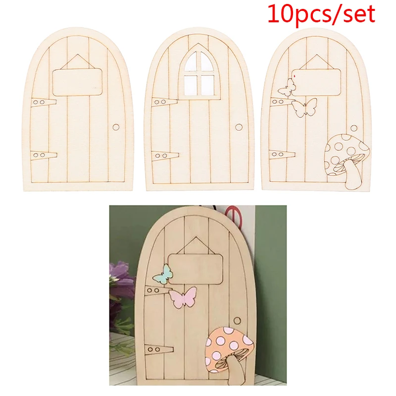 Miniature Wood Door Miniature Window Fairy Gnome Door Elf Home Creative Yard Art Sculpture Garden Decor Ratoncito Pérez