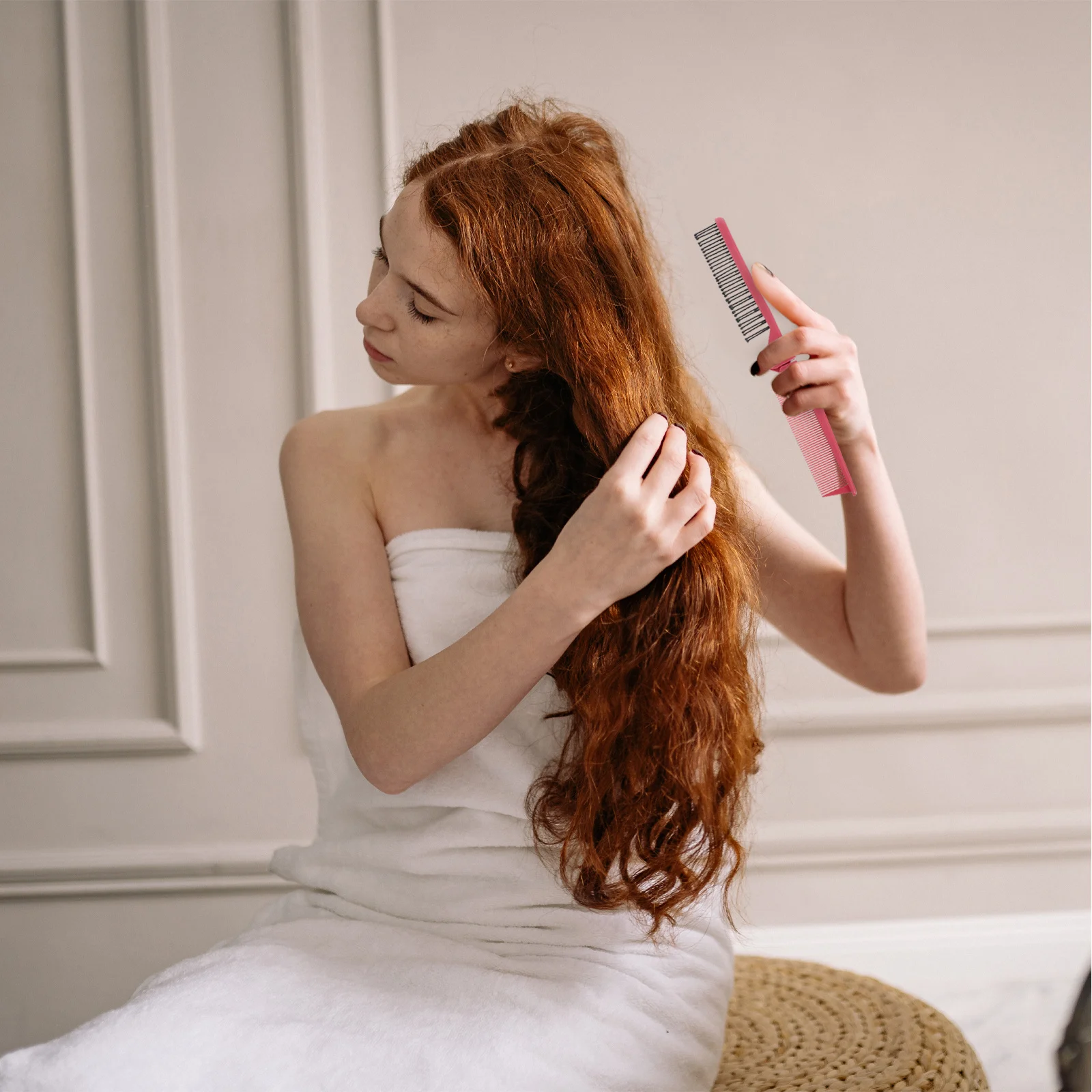 مشط سفر قابل للطي، محمول صغير الحجم بحجم الجيب، فرشاة شعر وردية مضادة للكهرباء الساكنة برأسين للرجال والنساء والسفر والمكتب والاستخدام المنزلي #2