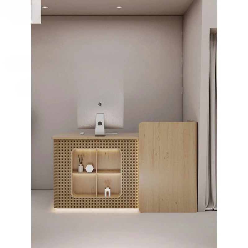 

Small shopping mall checkout page store small counter hairdresser pet shop bar wabi **** beauty salon rattan front desk