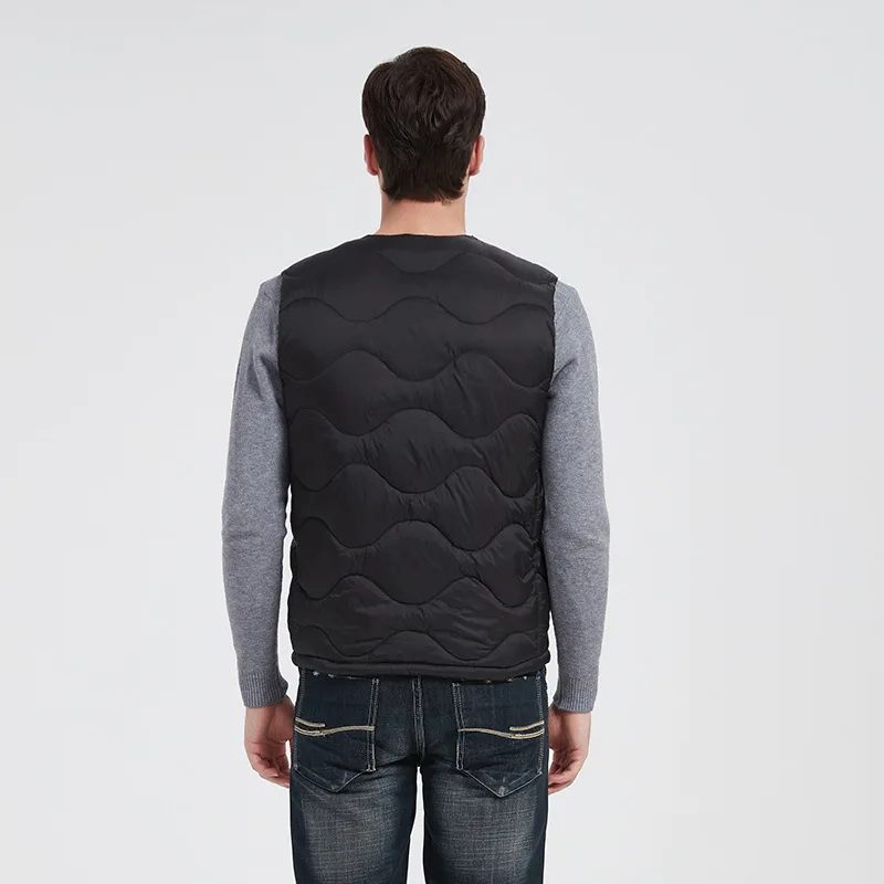 KIDWHXR Man Parkas Vest Winter Simple Solid Round Neck Men Waistcoat Slim Single-breasted Sleeveless Male Casual Coat Vest