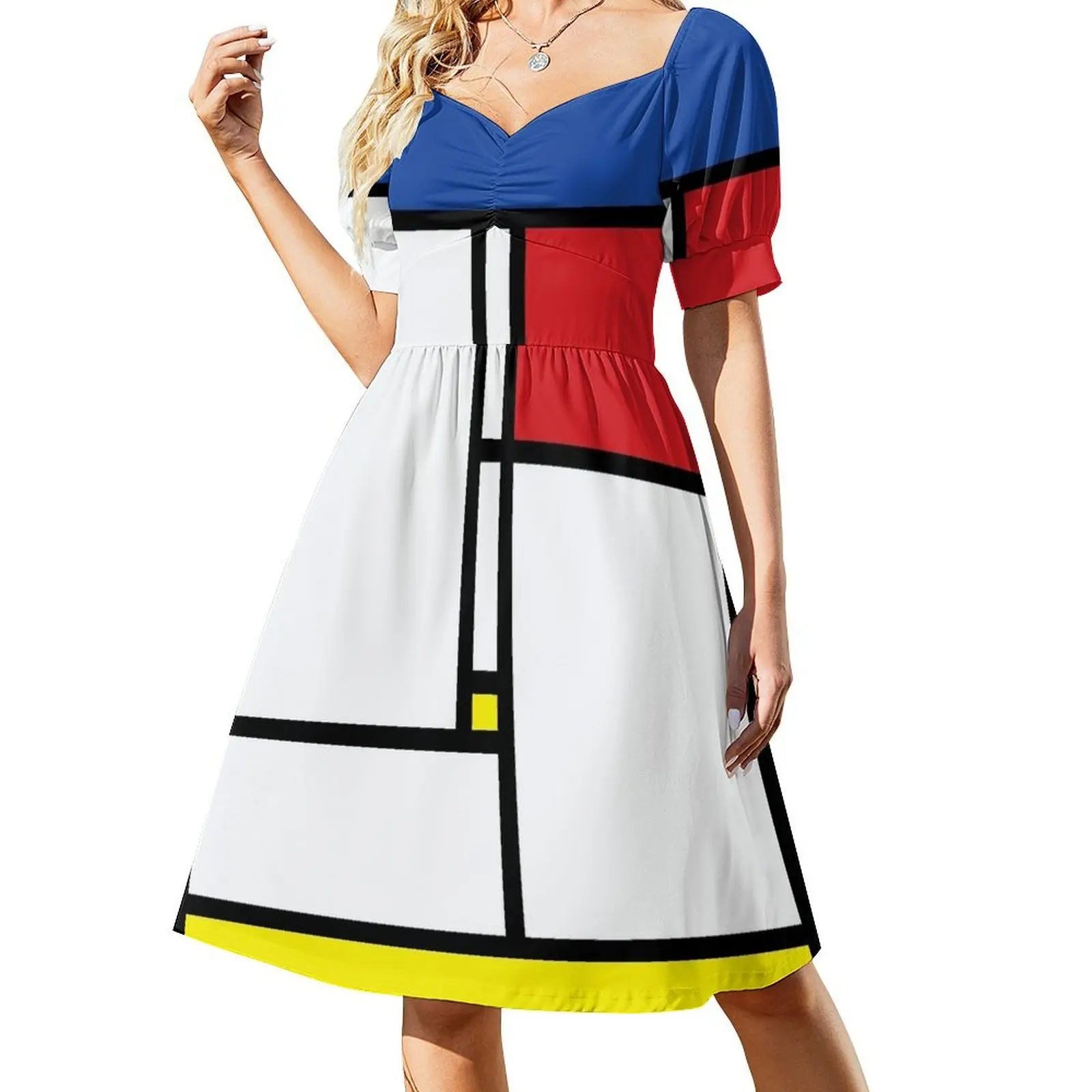 

Mondrian Minimalist De Stijl Modern Art  fatfatin Short Sleeved Dress long sleeve dress dress women summer 2025