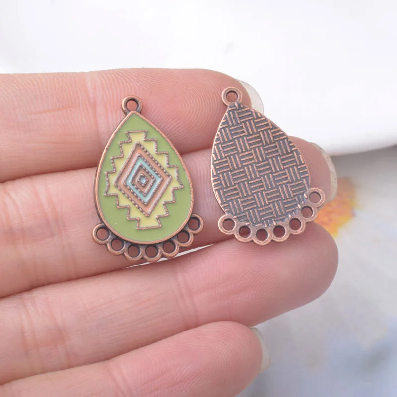 10 Stück/Set Boho Charms Verbinder Statement-Schmuckzubehör Braun Runde Dreieck-Verbinder Anhänger DIY Damenohrringe – Detail 8