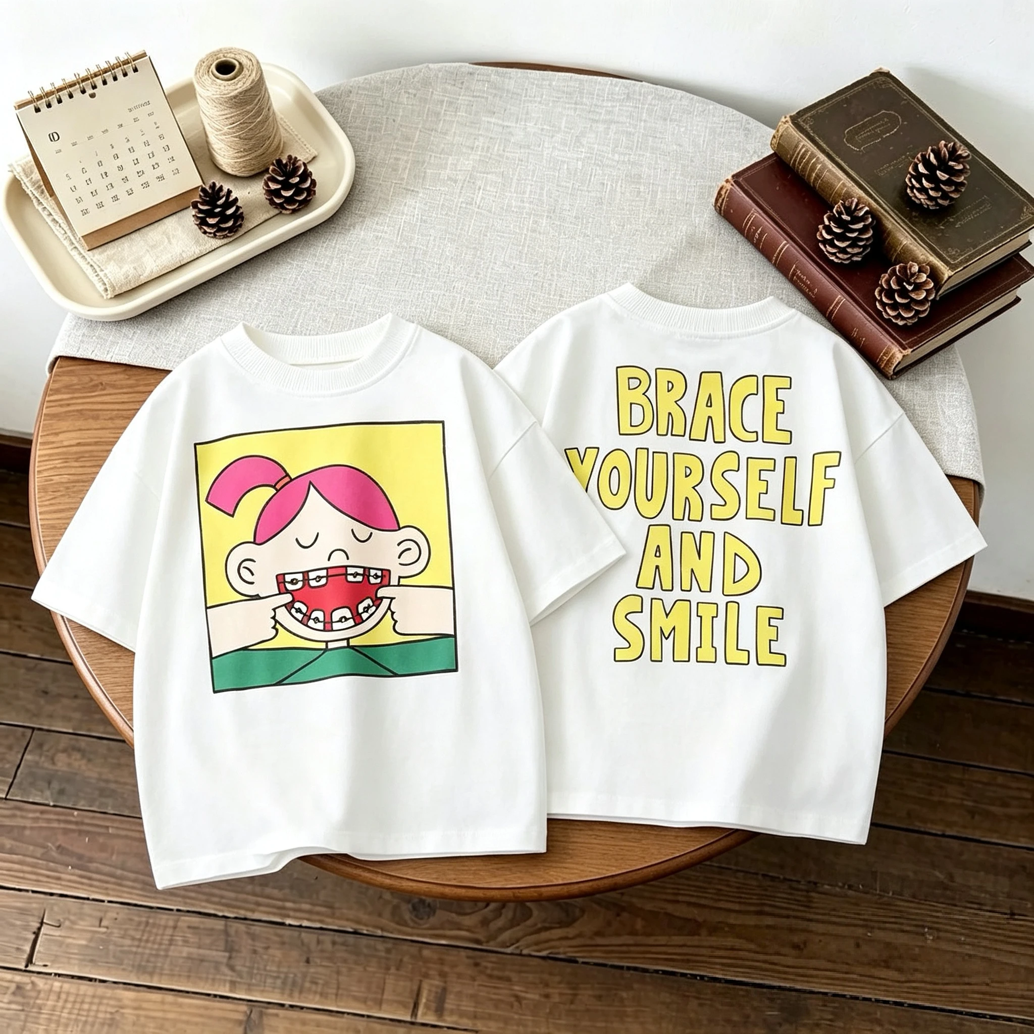 Cartoon Cute Two Side Print Girl's T-shirt Summer Clothing L