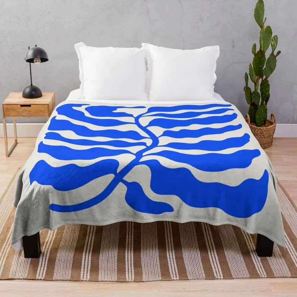 Wild Ferns: Ultramarine Blue Edition Art Print Mid-Century Edition Throw Blanket Luxury Thicken Soft Big Bed Blankets