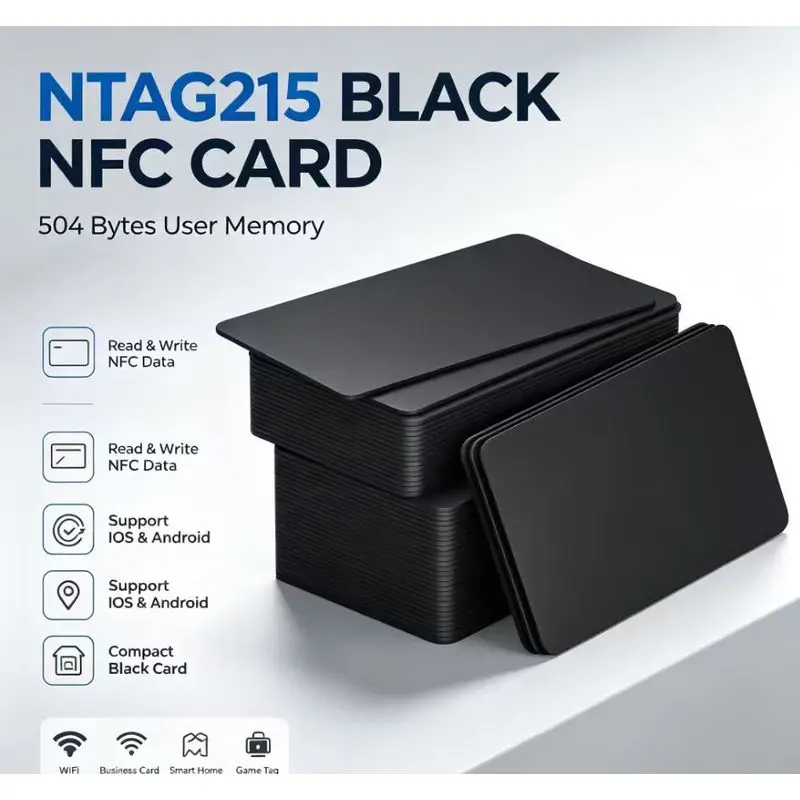 NTAG215 Black NFC Coin Tags 50PCS 13.56MHz ISO14443A 504Bytes Rewritable Tags for TagMo DIY Game Shortcuts