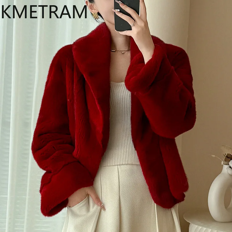 Natural Mink Fur Coat Woman Luxury Red Short Real Fur Jacket High Quality Winter Women Clothing Furry Jackets 2025 шуба женская