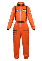 Disfraz de astronauta para adultos, traje espacial de vuelo para hombres y mujeres, mono de cosplay de halloween, mono de una pieza, azul, blanco y naranja