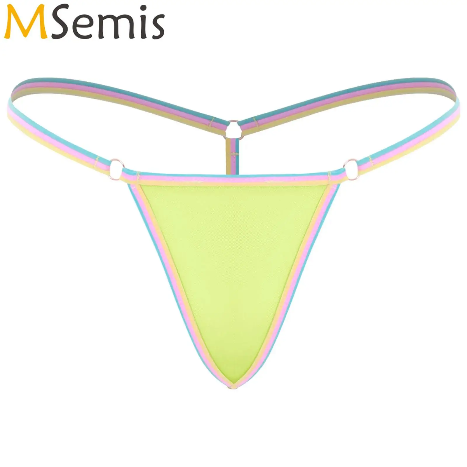 

Women G-string Briefs Underwear Bikini Panties Swimwear Sheer Mesh Mini T-back Thong Rainbow briefs Panty Female Bikini Bottom