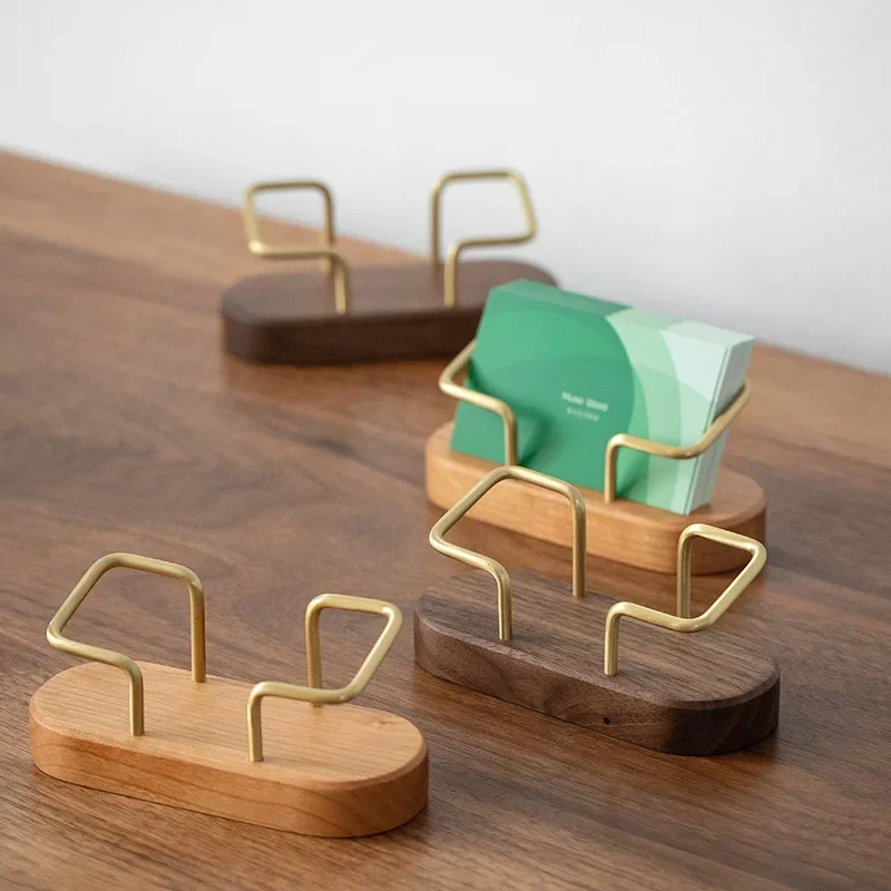 Oval Business Card Holder Organizer Office Desk Display Stand Memo Counter  Accessories Tabletop Shelf Wooden Card Holder Storage - AliExpress