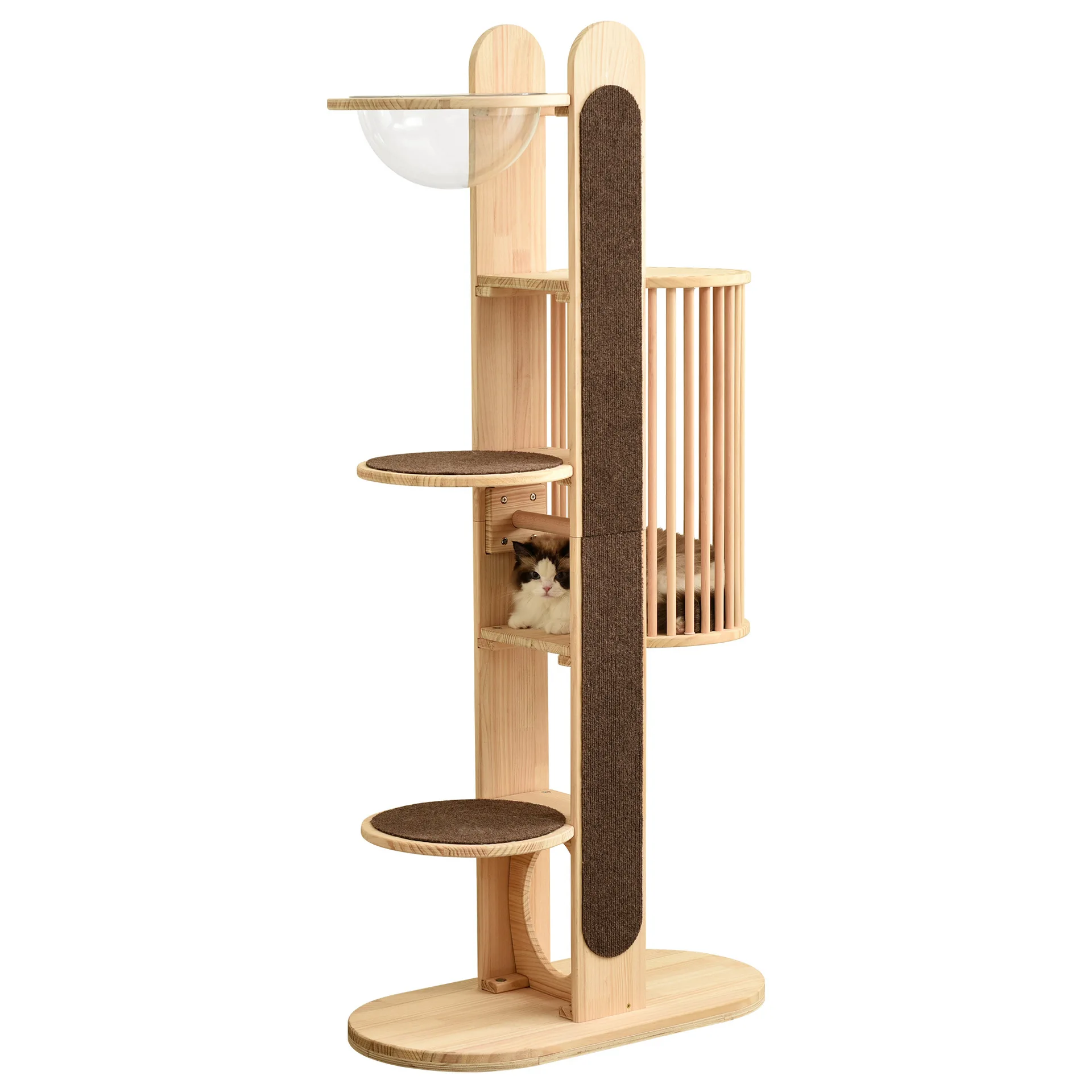 

Stylish Modern Sturdy Cat Climbing Frame Wood Cat Tree with Sisal Hemp Rope for Nail Grinding Pet Supplies Carton