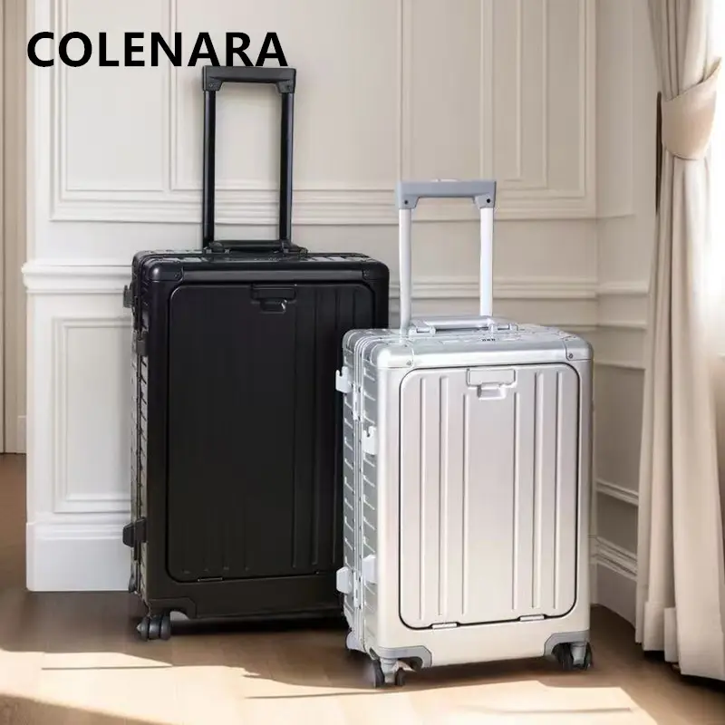 COLENARA Suitcase 20 Inches Business Boarding Box 24" Men's All Aluminum Magnesium Alloy Trolley Case Front Opening Luggage - Image 4
