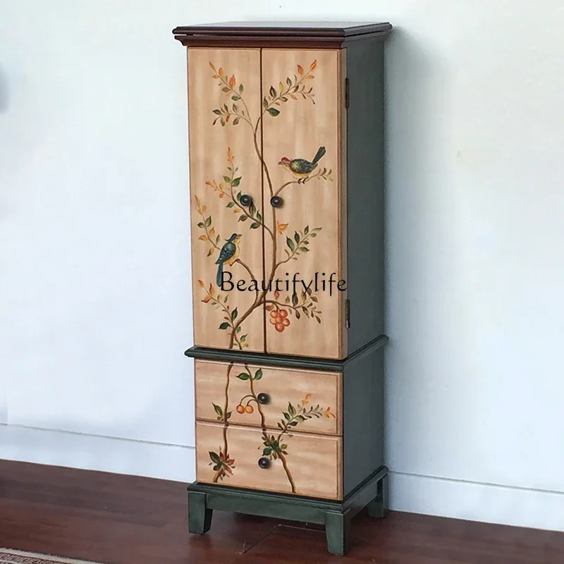 

*Mediterranean Painted Eight-bucket Cabinet Vintage Storage Dressing Cabinet