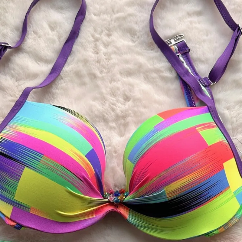 Rainbow Sexy Bikinis Female Swimsuits Women Swimwear Push Up Swim Wear Bathing Suits Brazilian Bikini Set Beachwear Pool Bather