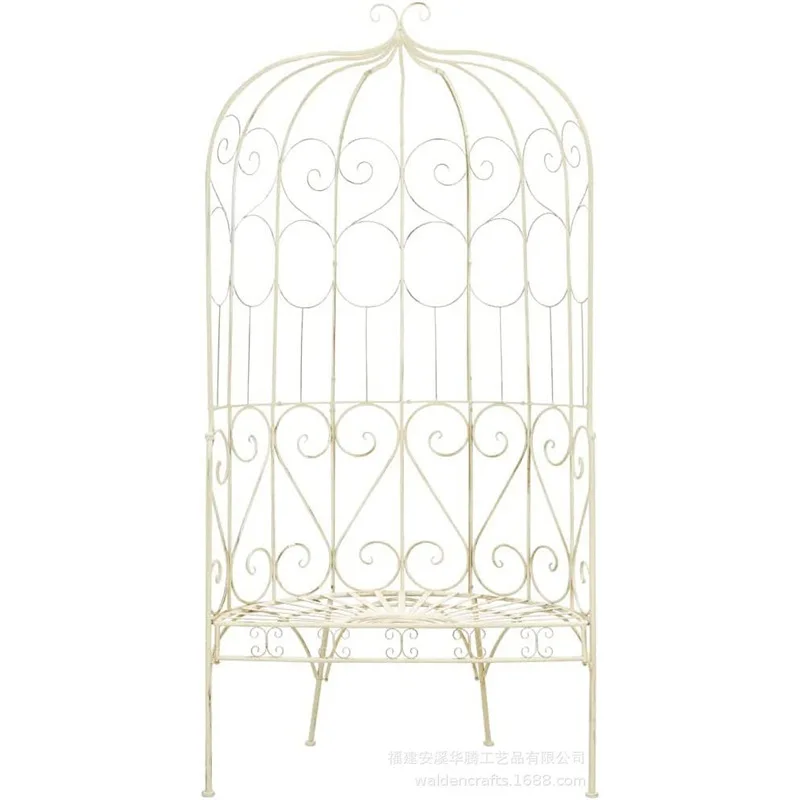 Retro semi-circular wrought iron seat, courtyard climbing vine frame, arch flower stand, decoration, wedding celebration prop