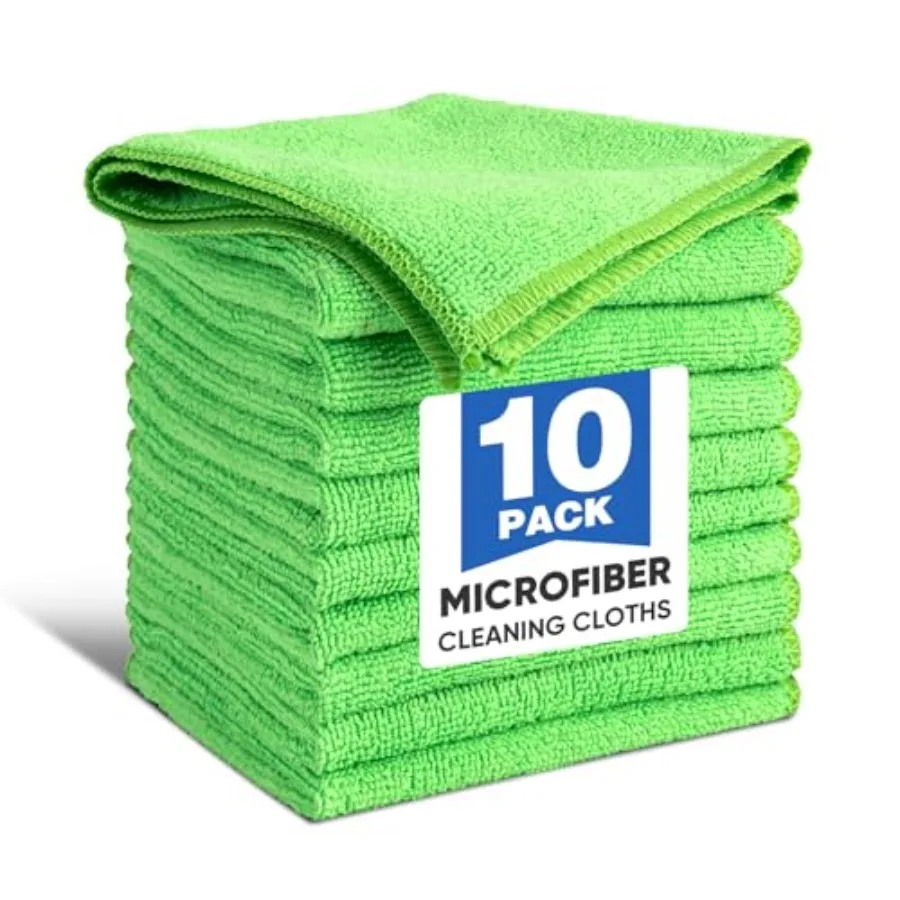 

10 PCS Microfiber Cleaning Cloths, Highly Absorbent Microfiber Towels for Car, Kitchen, Bathroom and Household Cleaning, 11.8"