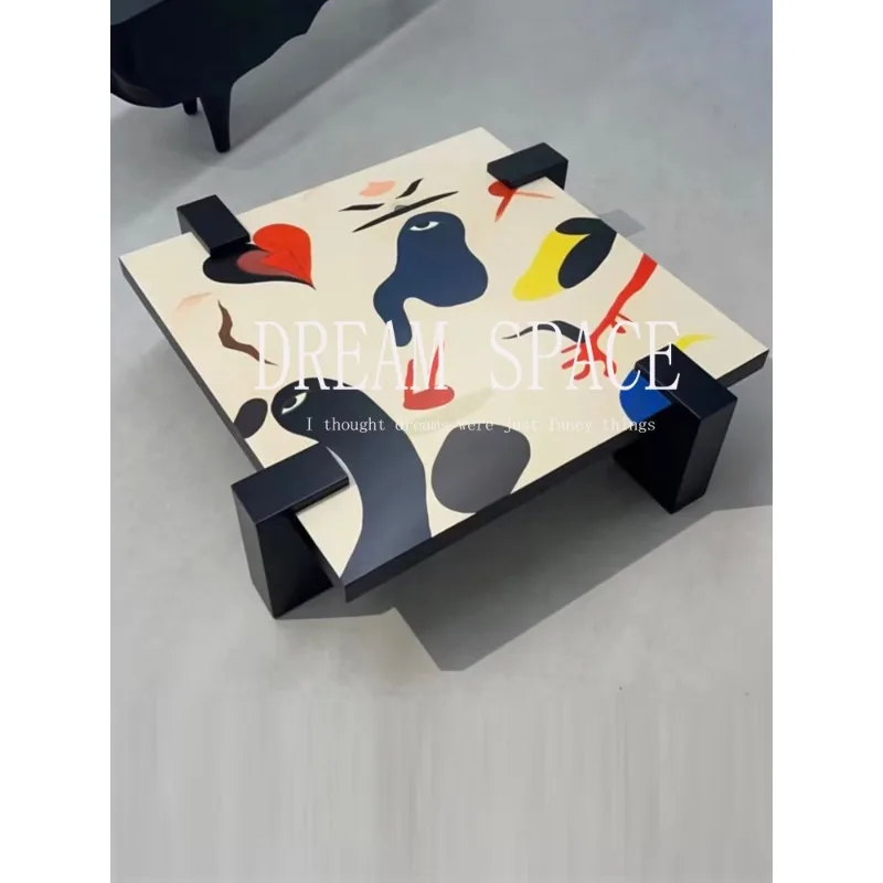 Medieval solid wood creative painting Dutch coffee table household painting surprise special-shaped table
