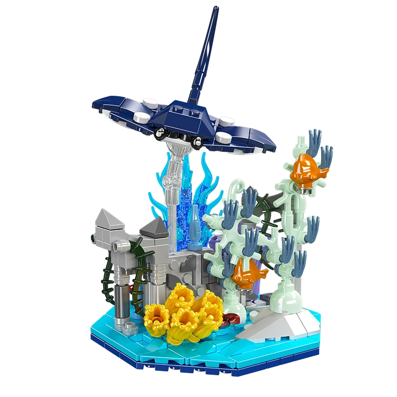 قالب King 10173 مجموعة بناء مانتا راي 411 قطعة سلسلة الطبيعة الرائعة نموذج الحياة البحرية لهواة جمع الكبار عرض هدية #3