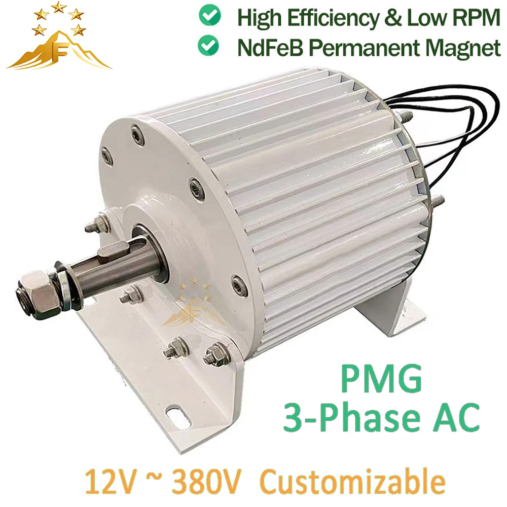 10KW PMG 12V 24V 48V 96V 220V 380V 3KW 5KW Low Speed 5000W Electric Generator Alternator Permanent Magnet Generators Customize