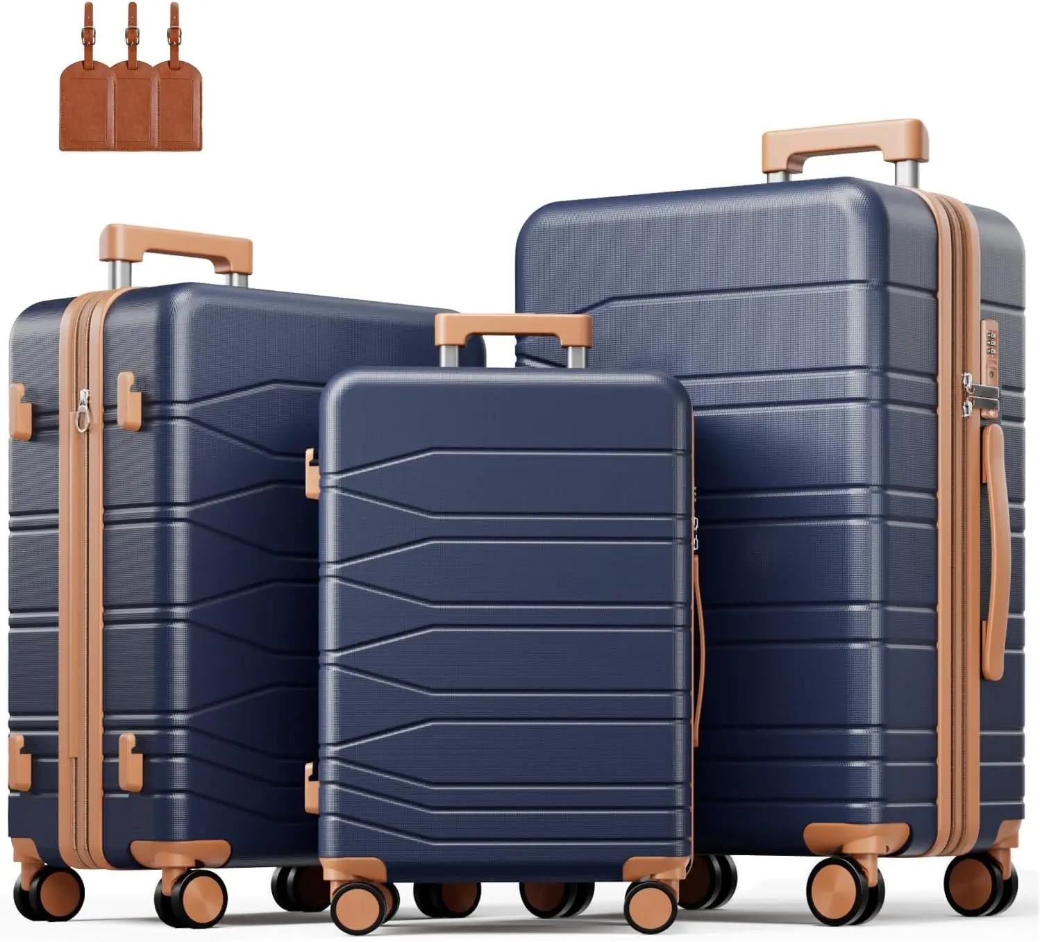 

3 Piece Luggage Set, 20/24/28 Inch Expandable Hardshell Suitcases with Spinner Wheels, TSA Lock & Tags