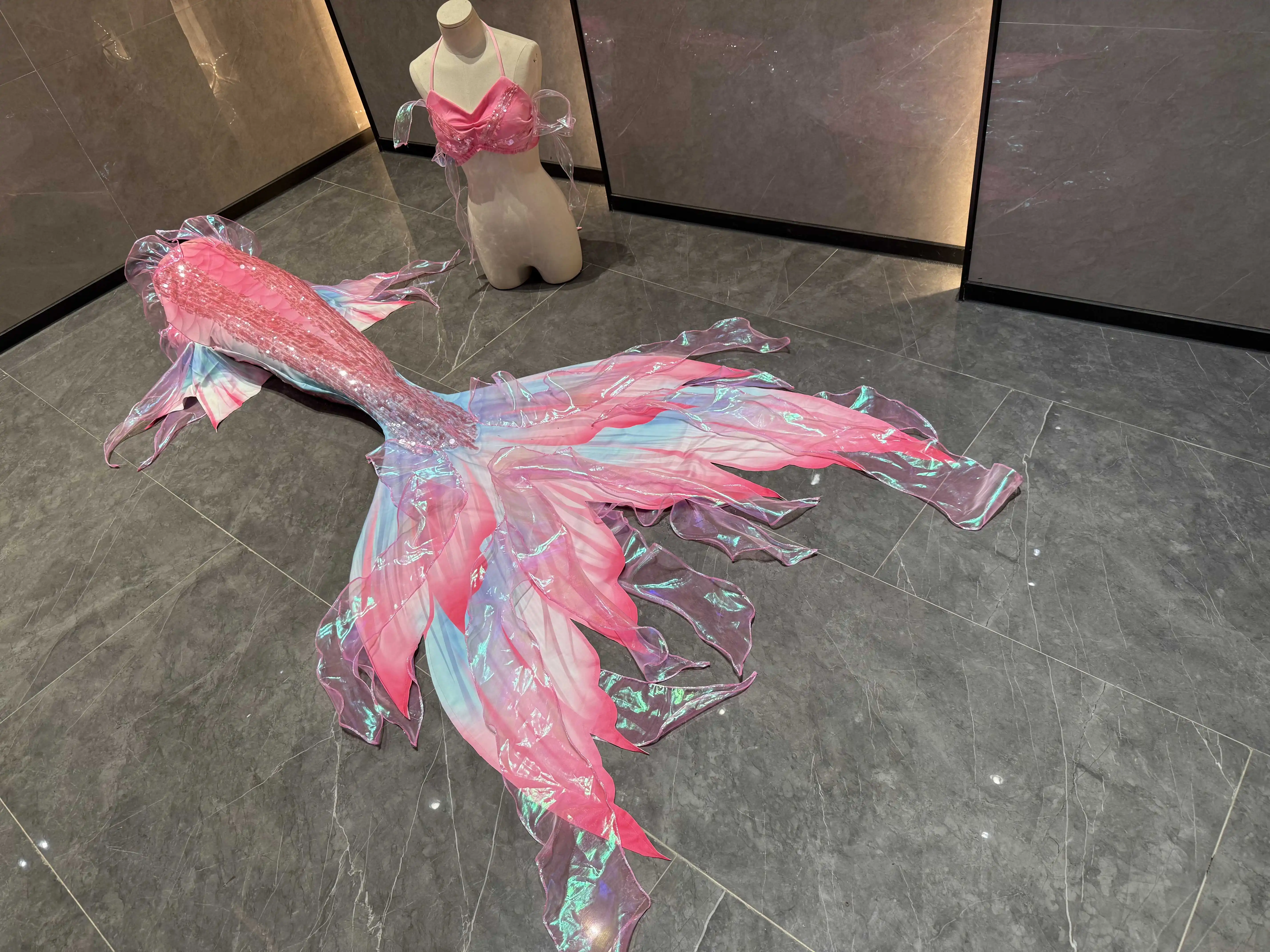 حار بيع الغزل العائم الأصلي حورية البحر الوردي الأزرق ذيل السمكة جلد السمك حوض السمك اطلاق النار حورية البحر أداء دعوى ملابس السباحة