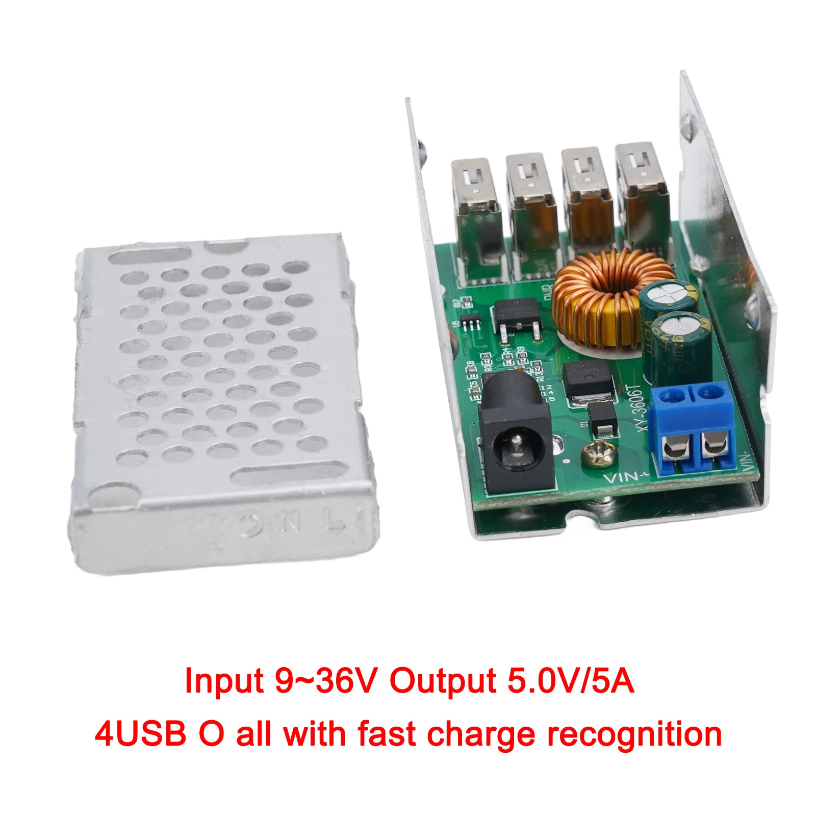 Convertidor de potencia reductor Powermodule DC 9V-36V DC-DC gran corriente plástico amplio voltaje 5,2 V/5A/25W 70x40x30mm